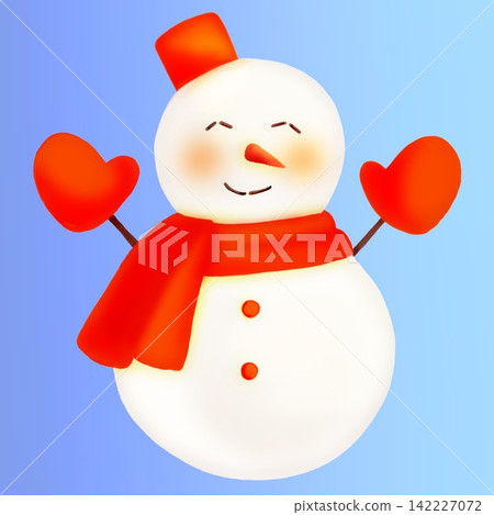 Hand-drawn watercolor-style snowman illustration (red) Hand-drawn watercolor-style snowman illustration (red) 142227072