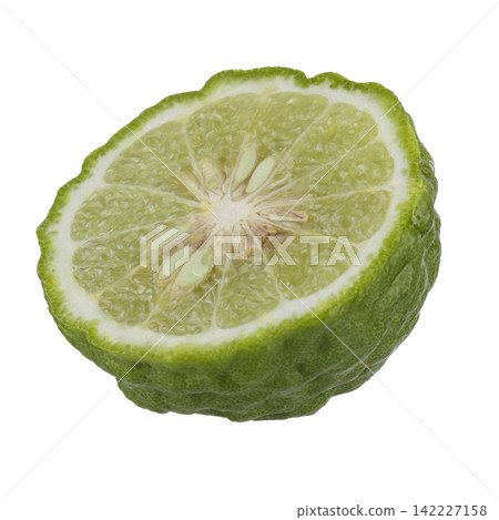 Fresh Green Kaffir Lime Fruits isolated on a white background Fresh Green Kaffir Lime Fruits isolated on a white background 142227158