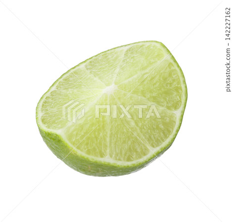 Green lime cut in half isolated on a white background 142227162