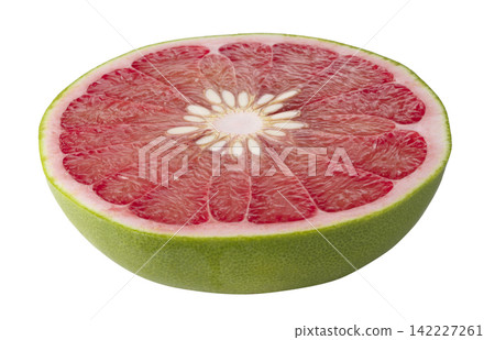 Whole Pomelo Citrus Freshness and Juicy Texture isolated on a white Background Whole Pomelo Citrus Freshness and Juicy Texture isolated on a white Background 142227261