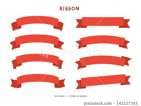 Set of 8 red ribbon banners (headlines, titles, and decorative frame materials) Set of 8 red ribbon banners (headlines, titles, and decorative frame materials) 142227383