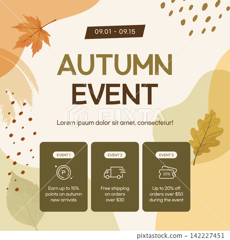 Autumn Special Sale Promotion Banner Template for Shopping Mall Discount Event 142227451