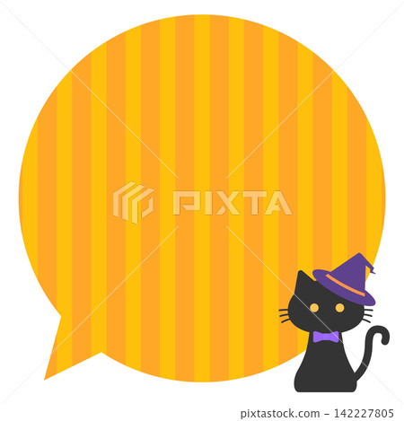Halloween black cat speech bubble (orange) 142227805