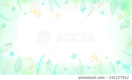A cute frame featuring watercolor plants and small flowers. A cute frame featuring watercolor plants and small flowers. 142227932