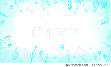 A cute frame featuring watercolor plants and small flowers. A cute frame featuring watercolor plants and small flowers. 142227933