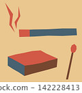 Retro cigarette and match vector illustration in the style of the Taisho era. 142228413