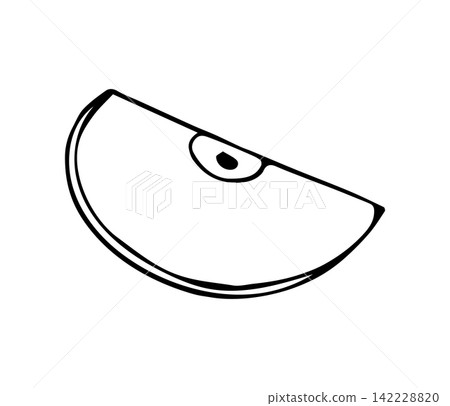 Hand Drawn Apple Slice Half Fruit Line Art Doodle Illustration for Food and Kitchen Design Hand Drawn Apple Slice Half Fruit Line Art Doodle Illustration for Food and Kitchen Design 142228820