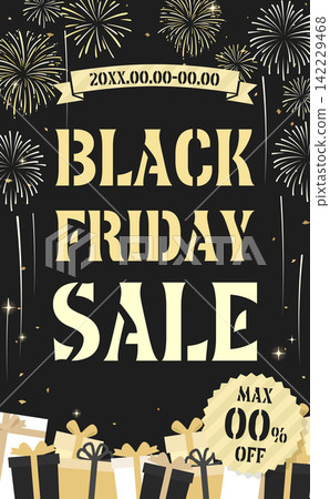 Gift and fireworks decoration Black Friday template 1_vertical Gift and fireworks decoration Black Friday template 1_vertical 142229468