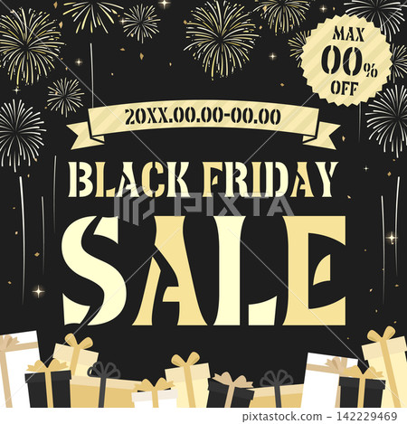Gift and fireworks decoration Black Friday template 1_square Gift and fireworks decoration Black Friday template 1_square 142229469
