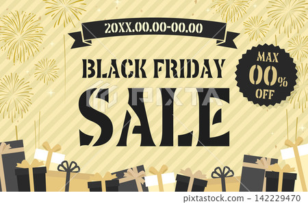 Gift and fireworks decoration Black Friday template 2_horizontal Gift and fireworks decoration Black Friday template 2_horizontal 142229470