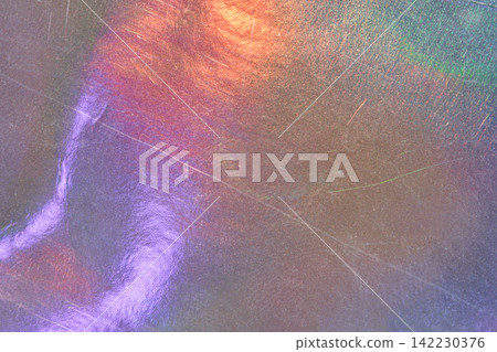 Pearlescent Metallic Surface Scuffed With Soft Colorful Reflections And Subtle Linear Scratches Pearlescent Metallic Surface Scuffed With Soft Colorful Reflections And Subtle Linear Scratches 142230376