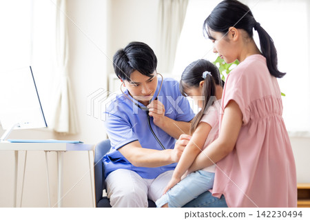 Girl undergoing medical examination Girl undergoing medical examination 142230494