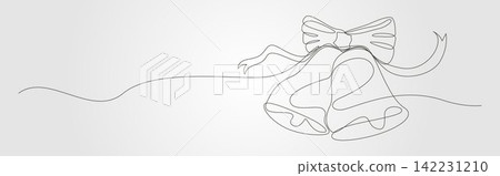continues line christmas bell with ribbon bow vector illustration design continues line christmas bell with ribbon bow vector illustration design 142231210
