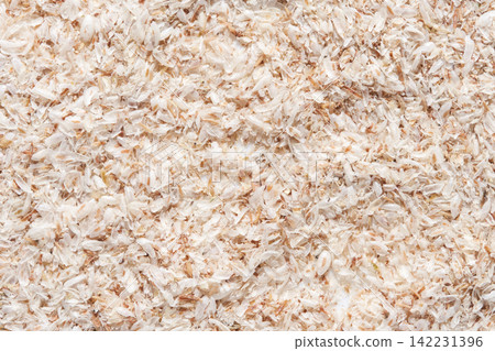 Closeup Of Finely Shredded Wood Shavings Forming Dense Textured Layer With Mixed Pale Tones Closeup Of Finely Shredded Wood Shavings Forming Dense Textured Layer With Mixed Pale Tones 142231396