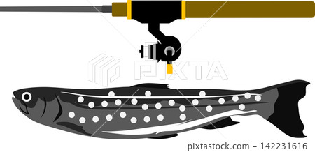 An illustration of someone catching a trout. An illustration of someone catching a trout. 142231616