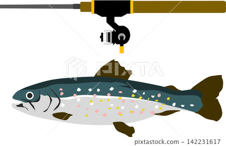 捕捉鱒魚的插圖 捕捉鱒魚的插圖 142231617