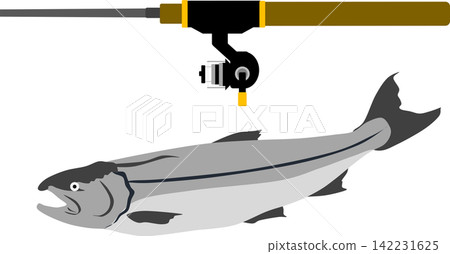 An illustration of someone catching a trout. An illustration of someone catching a trout. 142231625