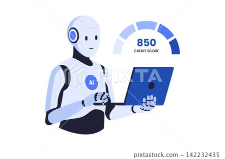 Smart Credit Score Health Meter & AI Optimizer Flat Vector Illustration Smart Credit Score Health Meter & AI Optimizer Flat Vector Illustration 142232435