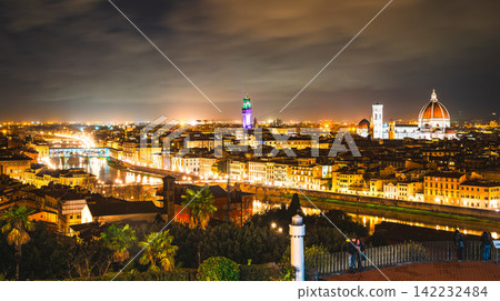 View from Michelangelo Hill in the historic center of Florence, a UNESCO World Heritage Site. View from Michelangelo Hill in the historic center of Florence, a UNESCO World Heritage Site. 142232484