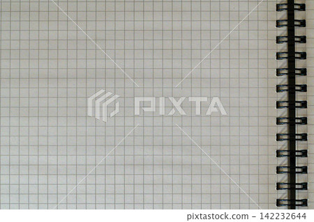 Empty graph paper notebook page spiral binding background Empty graph paper notebook page spiral binding background 142232644