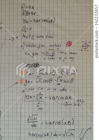 Handwritten kinematics equations angular motion notebook Handwritten kinematics equations angular motion notebook 142232657