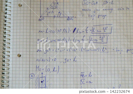 Handwritten physics equations point kinematics notebook Handwritten physics equations point kinematics notebook 142232674