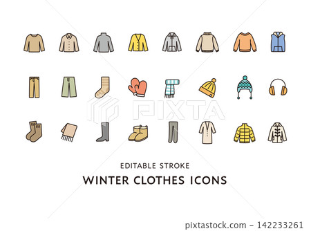 Icon set for winter clothes and winter fashion items Icon set for winter clothes and winter fashion items 142233261