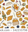Hand drawn bakery and breakfast seamless pattern vector doodle illustration 142233798
