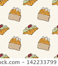 Hand drawn gourmet croissant and cromboloni seamless pattern vector doodle illustration 142233799