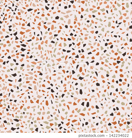 Colorful terrazzo seamless pattern. Modern surface granite background. Trendy abstract vector illustration. Perfect for textile and wallpaper. 142234022