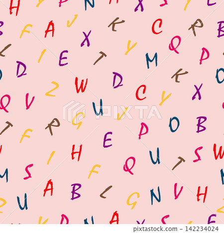 Seamless vector pattern with mistral style colorful alphabets. Perfect for clothing, wallpaper and fashion print. Seamless vector pattern with mistral style colorful alphabets. Perfect for clothing, wallpaper and fashion print. 142234024
