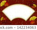 Autumn Japanese-style design: Fan-shaped copy space with hemp leaf pattern and maple/ginkgo leaf background vector. 142234063