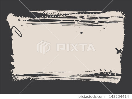 Vintage Grunge Paper Frame with Rough Brush Border 142234414