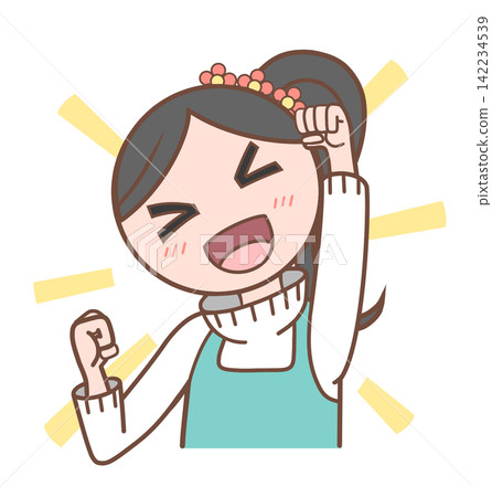 人物擺出成就姿勢的插畫_2-5 人物擺出成就姿勢的插畫_2-5 142234539