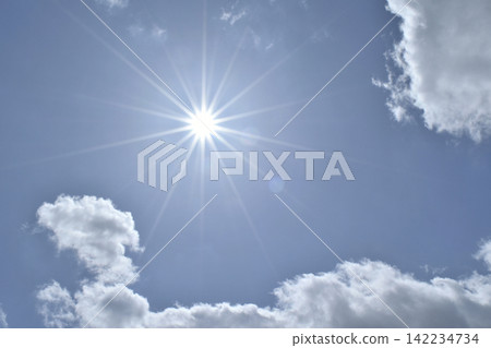 Blue sky and sun, direct sunlight, free space image (fixed shot) Blue sky and sun, direct sunlight, free space image (fixed shot) 142234734