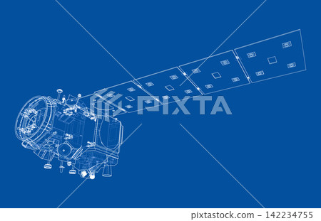 satellite blueprint design. Vector satellite blueprint design. Vector 142234755