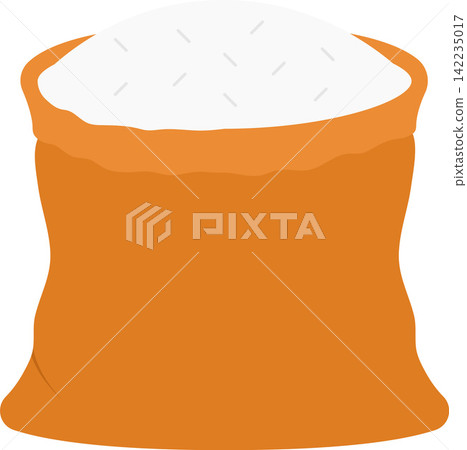 Sack of Rice Flat Illustration. Clean Icon Design Element on Isolated White Background Sack of Rice Flat Illustration. Clean Icon Design Element on Isolated White Background 142235017