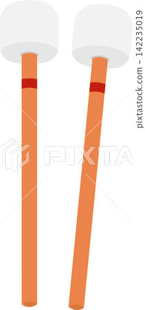 Timpani Mallets Flat Illustration. Clean Icon Design Element on Isolated White Background Timpani Mallets Flat Illustration. Clean Icon Design Element on Isolated White Background 142235019