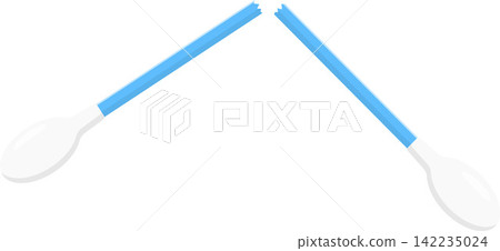Broken Cotton Swab Flat Illustration. Clean Icon Design Element on Isolated White Background Broken Cotton Swab Flat Illustration. Clean Icon Design Element on Isolated White Background 142235024