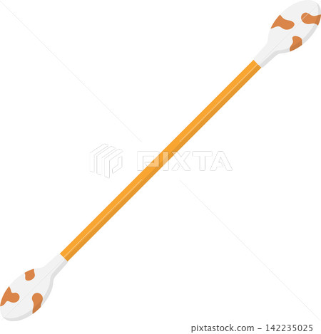 Dirty Cotton Swab Flat Illustration. Clean Icon Design Element on Isolated White Background 142235025
