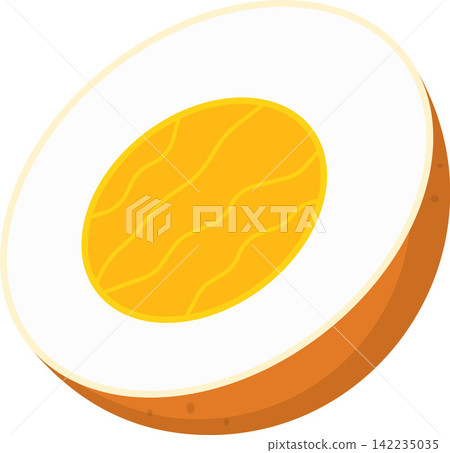 Hard-Boiled Egg with Shell Flat Illustration. Clean Icon Design Element on Isolated White Background Hard-Boiled Egg with Shell Flat Illustration. Clean Icon Design Element on Isolated White Background 142235035