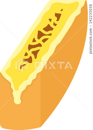 Raclette Cheese Melting Flat Illustration. Clean Icon Design Element on Isolated White Background Raclette Cheese Melting Flat Illustration. Clean Icon Design Element on Isolated White Background 142235038
