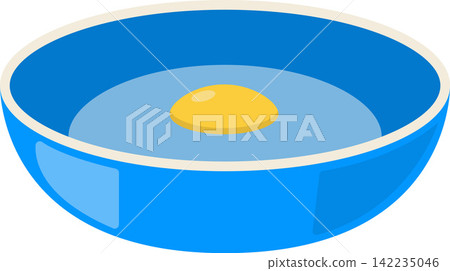 Raw Egg in a Bowl Flat Illustration. Clean Icon Design Element on Isolated White Background Raw Egg in a Bowl Flat Illustration. Clean Icon Design Element on Isolated White Background 142235046