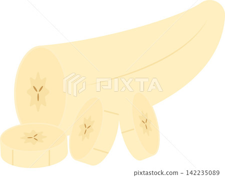 Peeled Banana Slices Flat Illustration. Clean Icon Design Element on Isolated White Background 142235089