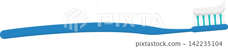 Flat Illustration of Toothbrush with Toothpaste on Isolated White Background Flat Illustration of Toothbrush with Toothpaste on Isolated White Background 142235104