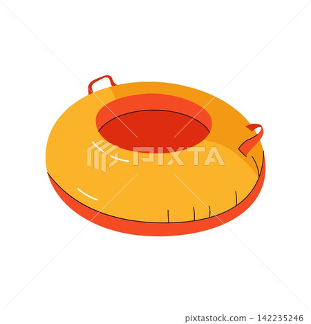 Inflatable yellow and orange snow tube for winter hill sledding fun 142235246
