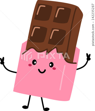 cute cartoon chocolate bar with happy face cute cartoon chocolate bar with happy face 142235287