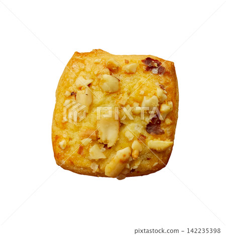 Golden baked sweet pastry cookie isolated on white background stock photo, bakery snack dessert food asset isolated Golden baked sweet pastry cookie isolated on white background stock photo, bakery snack dessert food asset isolated 142235398