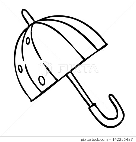Cute doodle illustration. Vintage umbrella. 142235487