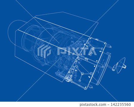 blueprint of a mechanical device. Vector blueprint of a mechanical device. Vector 142235560
